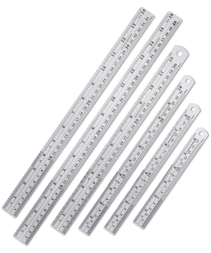 Mr. Pen- Metal Straight Edge Ruler, 2 Pack, 6" and 12", Silver
