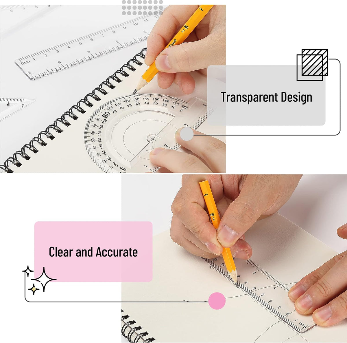 Mr. Pen- Geometry Set, 13 pcs, 3 Metal Compasses, Protractor, 6" Ruler