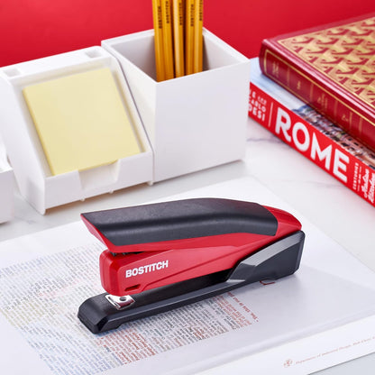 Bostitch Office Executive 3 in 1 Stapler, One Finger, 20 Sheet, Red
