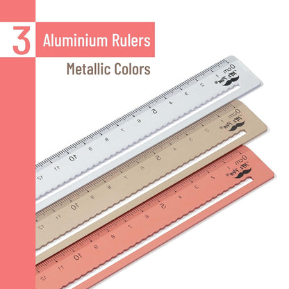Mr. Pen- Steel Rulers, 3 pcs, 15cm, Silver, Gold, Rose Gold