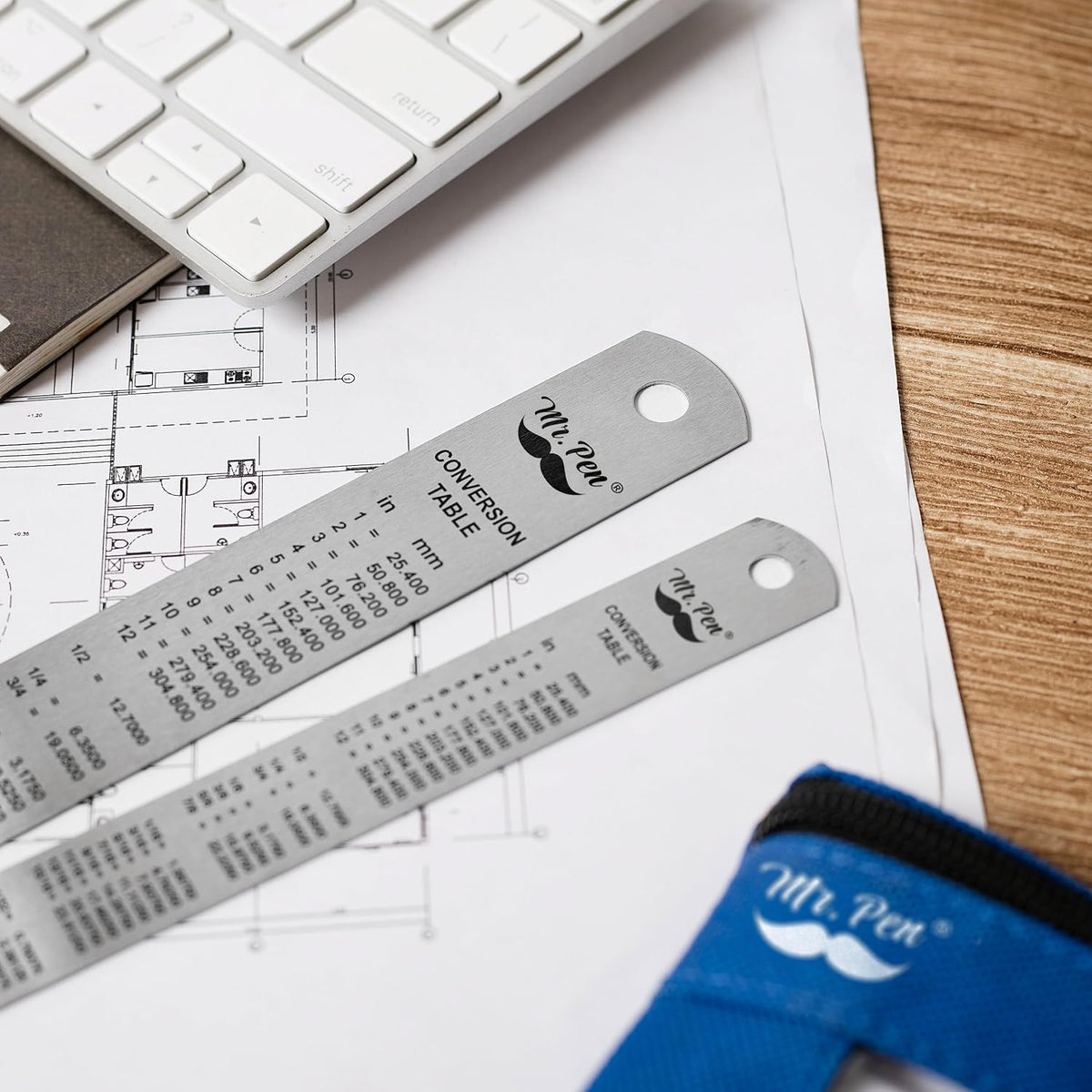 Mr. Pen- Metal Straight Edge Ruler, 2 Pack, 6" and 12", Silver