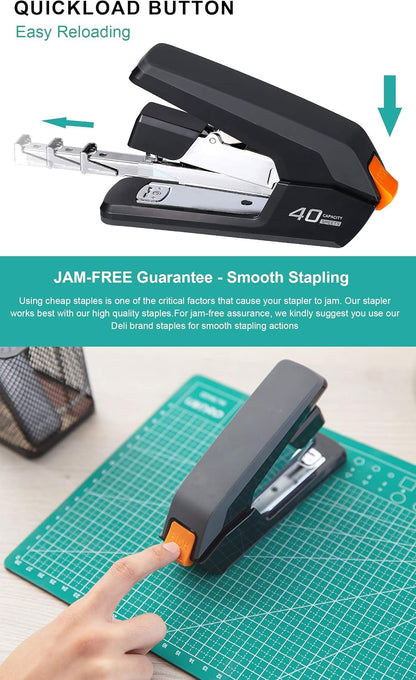 Leven Effortless Desktop Stapler, 40 Sheet Capacity, One Finger Stapling