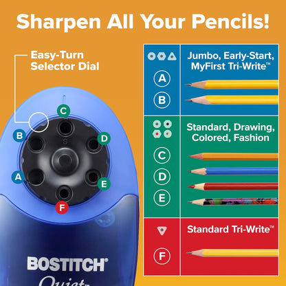 Bostitch Office Heavy Duty Electric Pencil Sharpener, Classroom, Blue