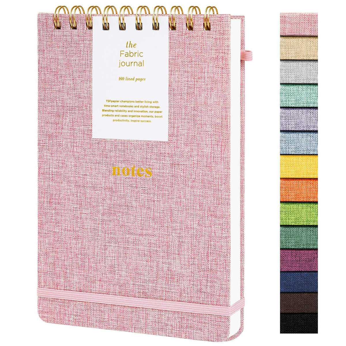 TSFPapier A5 Top Spiral Notebook, Fabric Hardcover College Ruled Journal