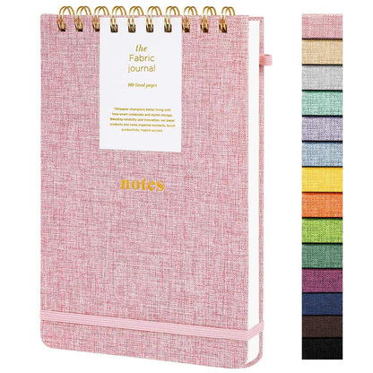 TSFPapier A5 Top Spiral Notebook, Fabric Hardcover College Ruled Journal