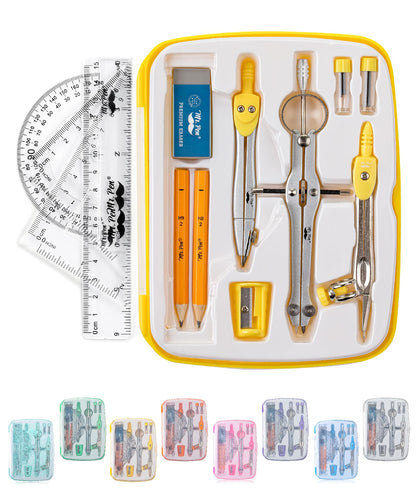 Mr. Pen- Geometry Set, 13 pcs, 3 Metal Compasses, Protractor, 6" Ruler