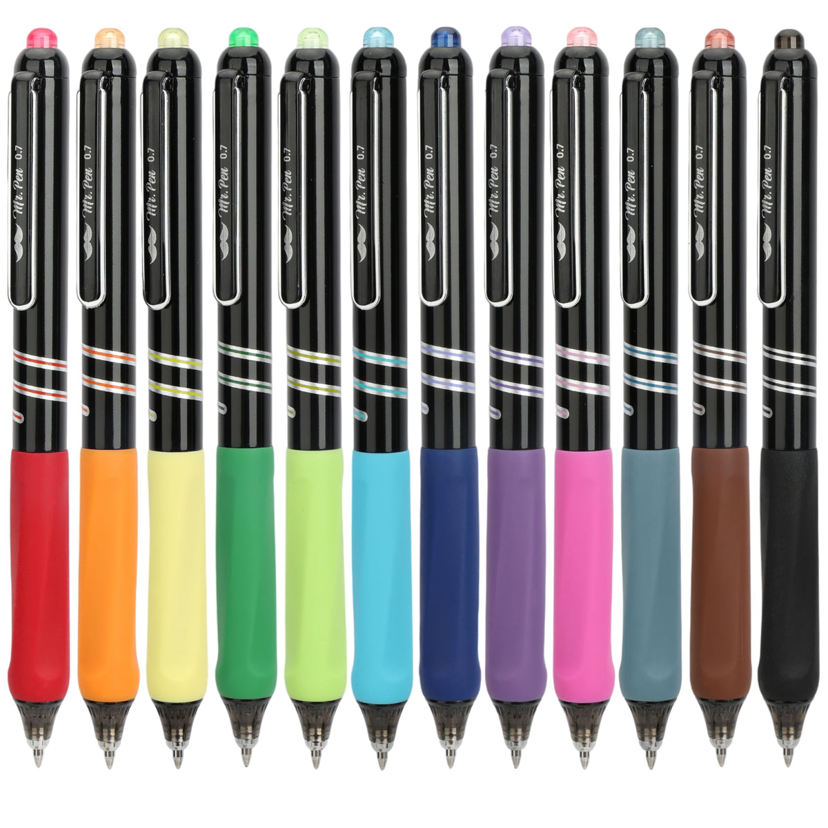 Mr. Pen- Retractable Gel Pens, 8 Pack, Vibrant Barrels, Fast Dry, Colorful Ink Gel Pens Fine Point 0.7mm