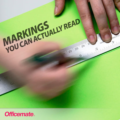 Officemate 15-Inch Flexible Stainless Steel Ruler, Metal Straight Edge Ruler with Cork Backing, 1/16 Inch and Metric Scale Markings, Tool for School, Office, Drafting, Crafts and Precision Cuts