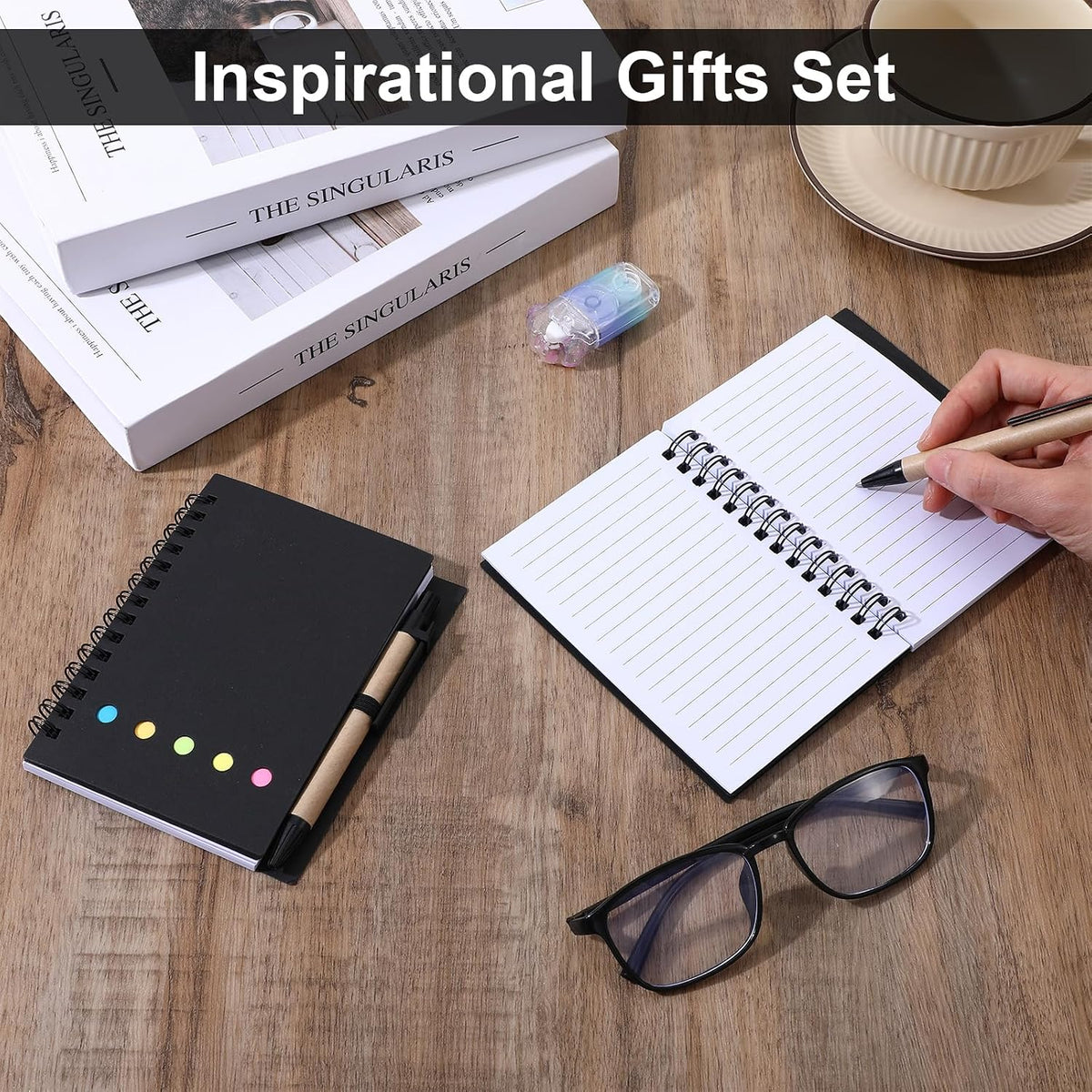 Douaowoc 20 Pack Lined Spiral Notebook Small Notepad and Pen Set Steno Pads Lined Notepad Black Pocket Notebook for Business Office School Supplies