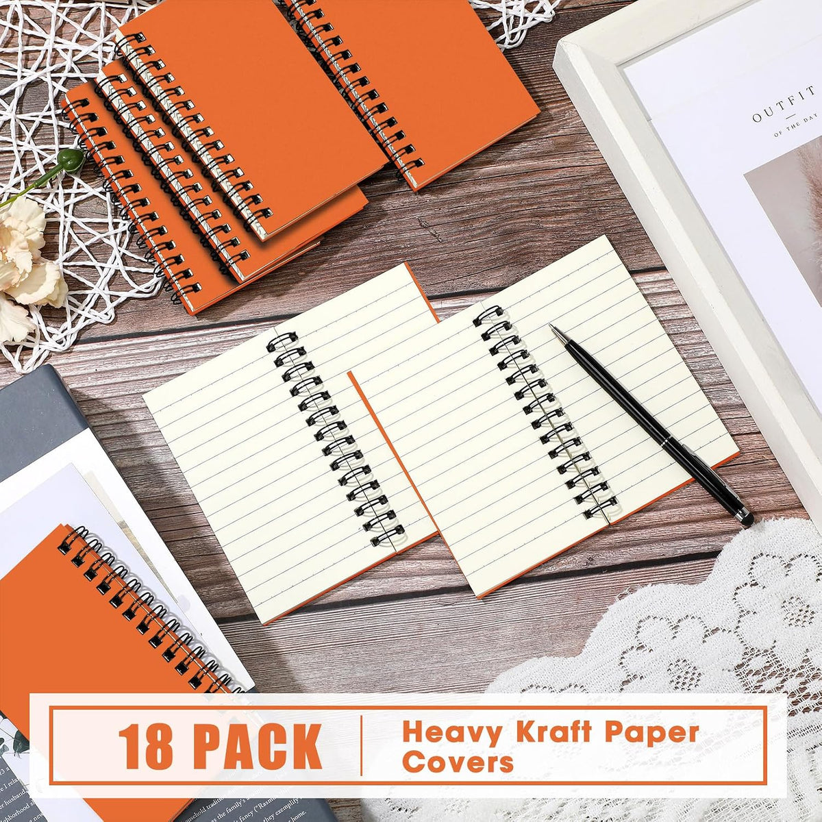 Jutom 18 Pcs Small Spiral Notebook Memo Pad 3x5, Orange