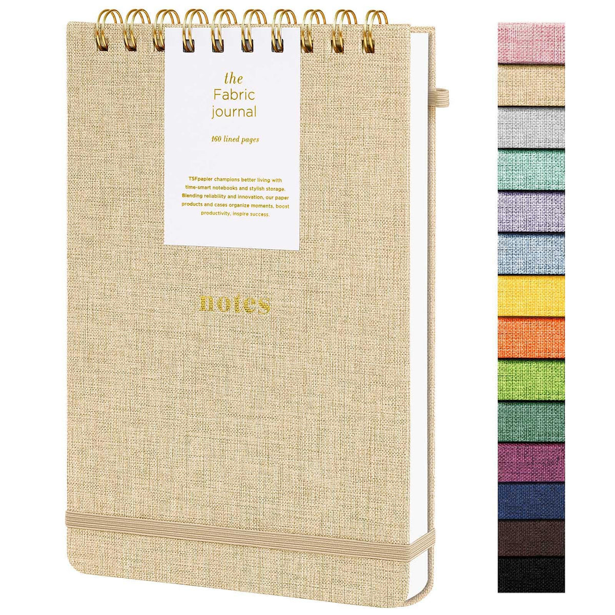 TSFPapier A5 Top Spiral Notebook, Fabric Hardcover College Ruled Journal