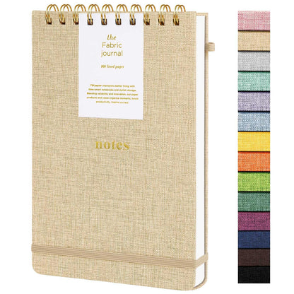 TSFPapier A5 Top Spiral Notebook, Fabric Hardcover College Ruled Journal