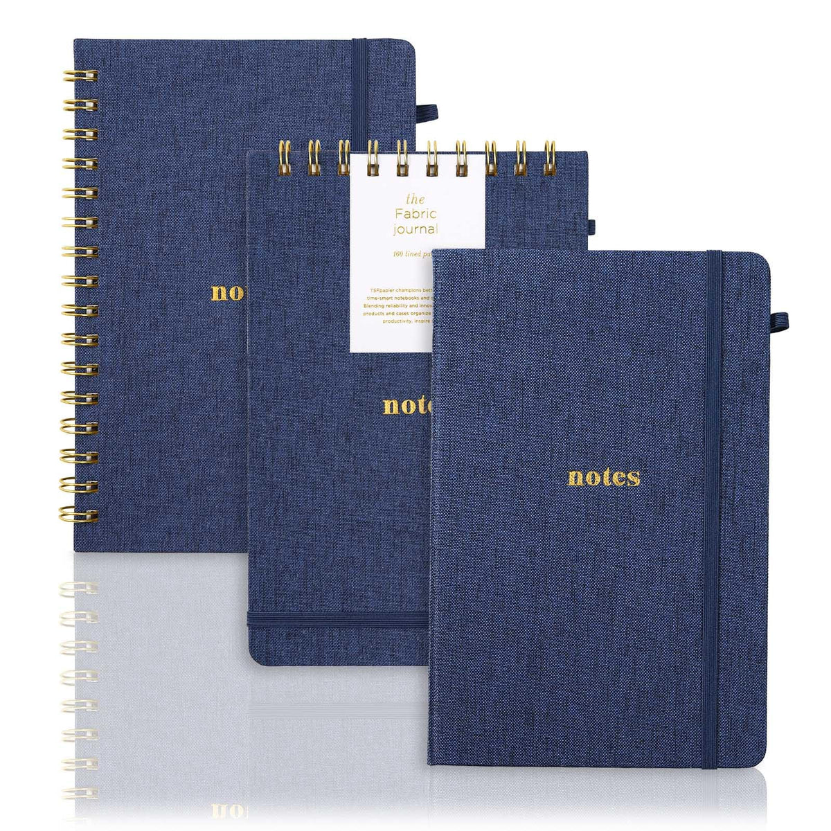 TSFPapier A5 Top Spiral Notebook, Fabric Hardcover College Ruled Journal
