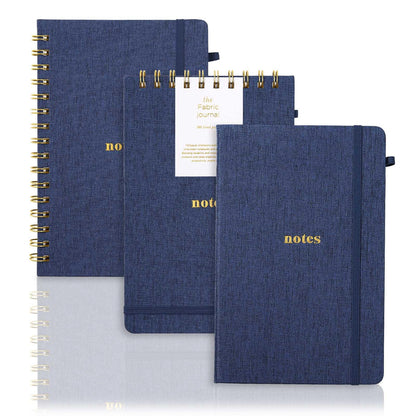 TSFPapier A5 Top Spiral Notebook, Fabric Hardcover College Ruled Journal