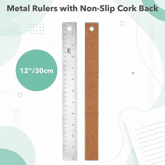 Mr. Pen- Metal Ruler with Non-Slip Cork Back, 12 Inch