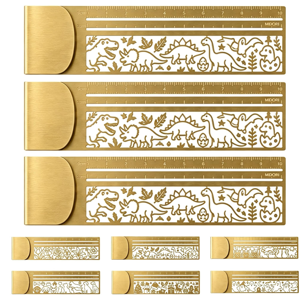 Cute Hollow Cat 3-in-1 Metal Bookmark Ruler Multifunctional Template Tool，C