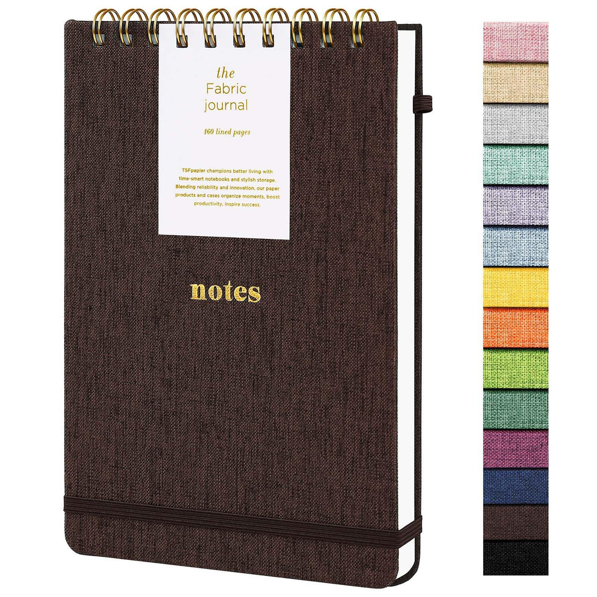 TSFPapier A5 Top Spiral Notebook, Fabric Hardcover College Ruled Journal