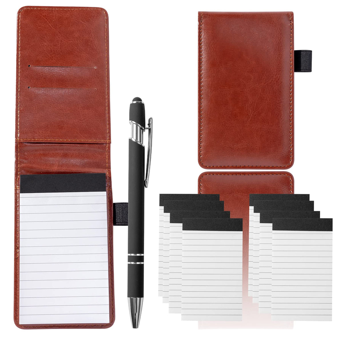 Camelmother 10Pcs Pocket Notepad Holder Set Notebook 3 x 5 Inch With Pen