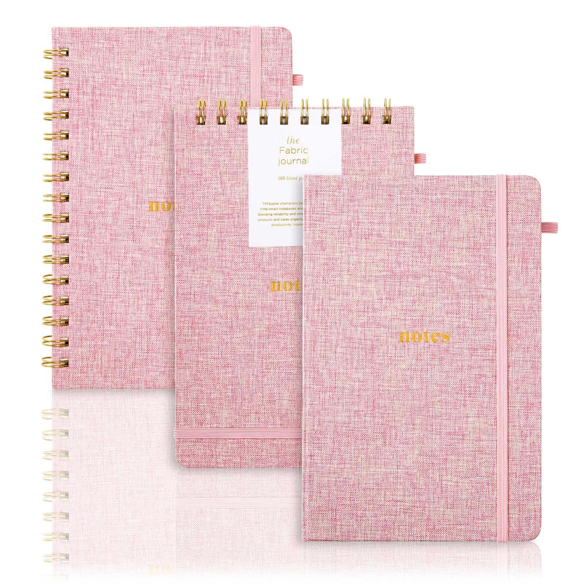 TSFPapier A5 Top Spiral Notebook, Fabric Hardcover College Ruled Journal