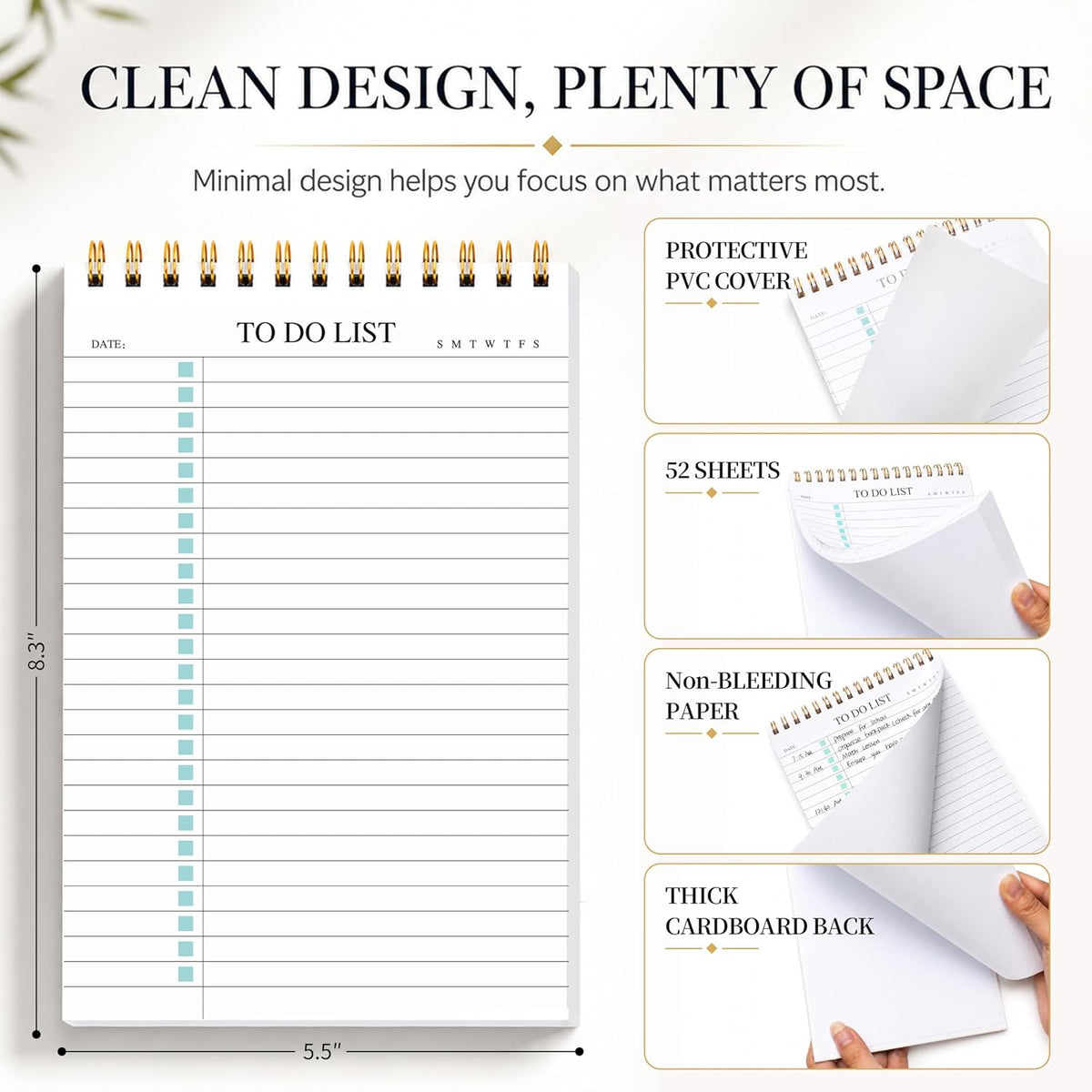 To Do List Notepad 3 Pack, Undated Daily Planner Notepad, A5 (5.5" x 8.3")