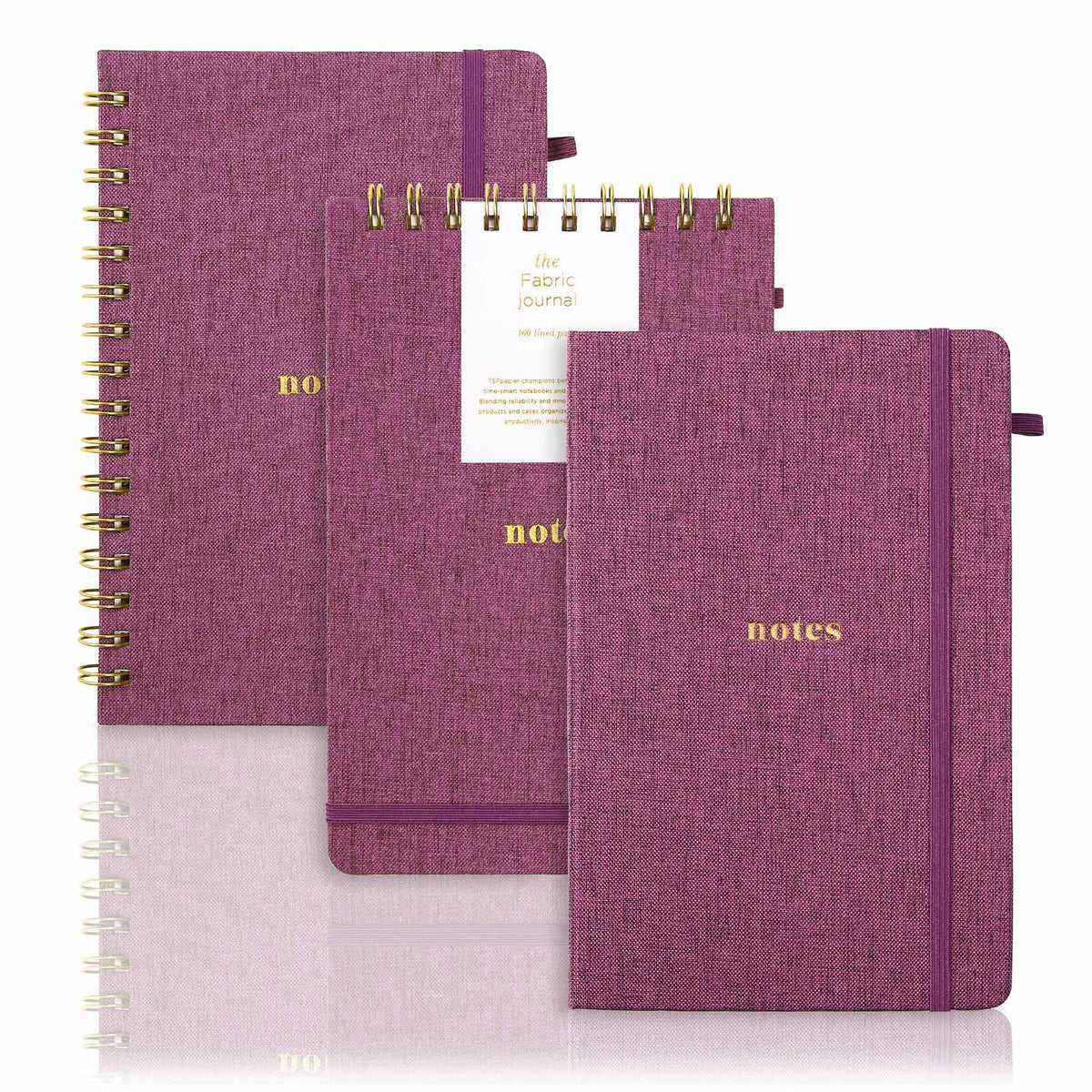 TSFPapier A5 Top Spiral Notebook, Fabric Hardcover College Ruled Journal