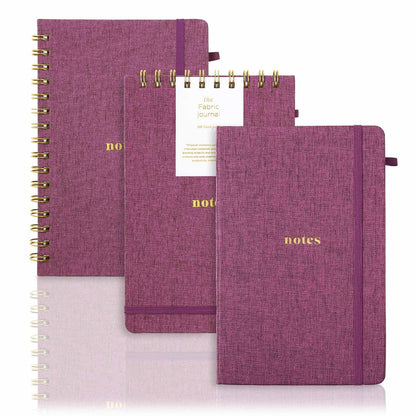 TSFPapier A5 Top Spiral Notebook, Fabric Hardcover College Ruled Journal