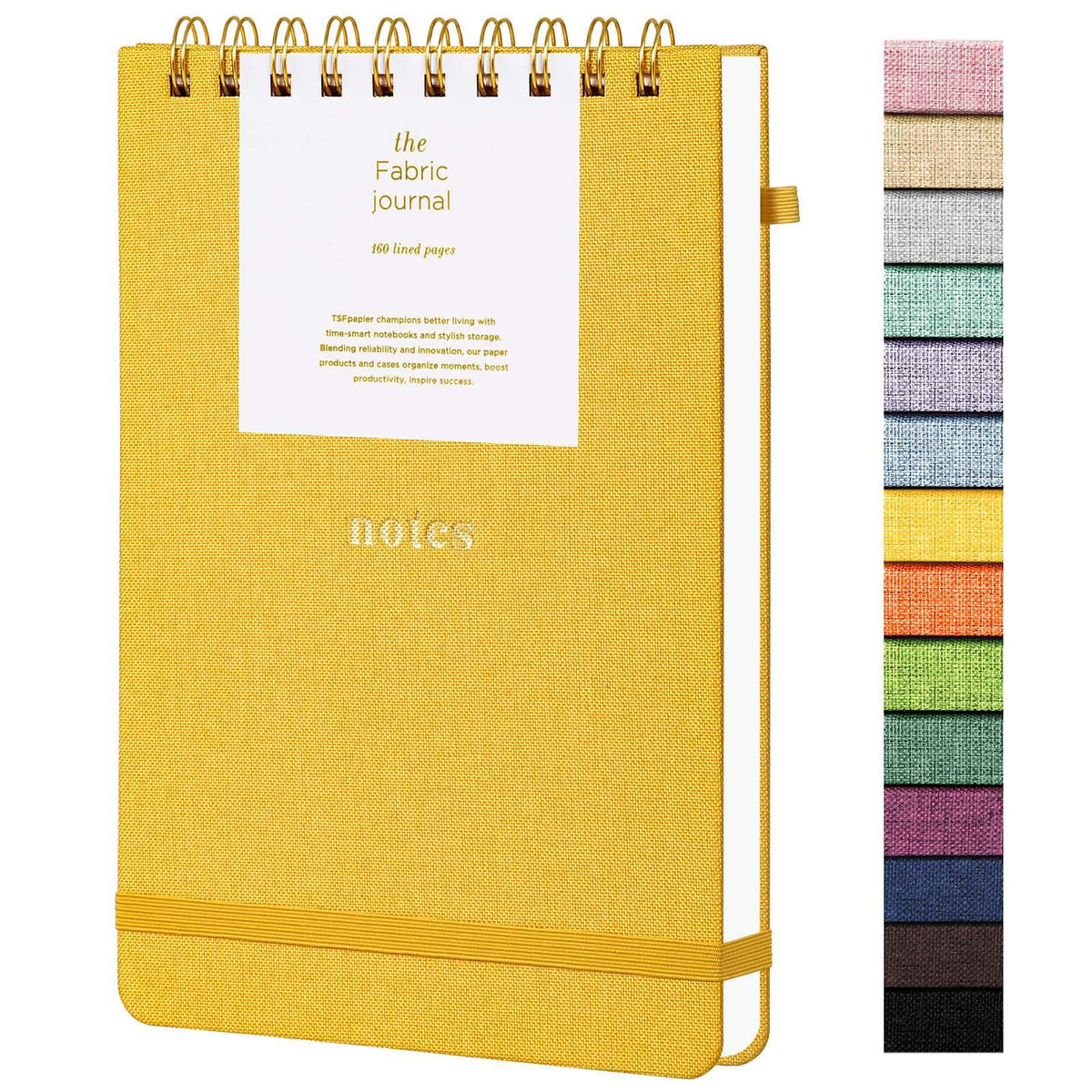 TSFPapier A5 Top Spiral Notebook, Fabric Hardcover College Ruled Journal