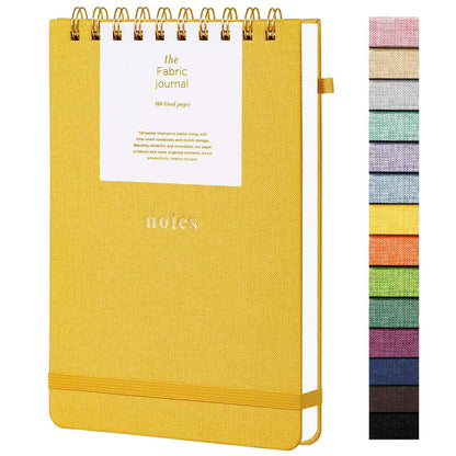 TSFPapier A5 Top Spiral Notebook, Fabric Hardcover College Ruled Journal