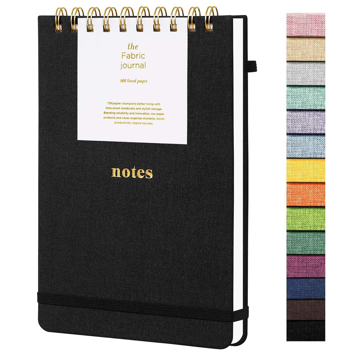 TSFPapier A5 Top Spiral Notebook, Fabric Hardcover College Ruled Journal