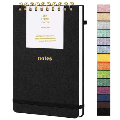 TSFPapier A5 Top Spiral Notebook, Fabric Hardcover College Ruled Journal