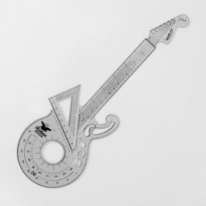 Suck UK Rockstar Ruler | 15 cm Ruler, Protractor & 60° Set Square | Geometry Set | Clear Shatterproof Ruler | Math Set | Clear Plastic Ruler | Music Stationery Ruler Set