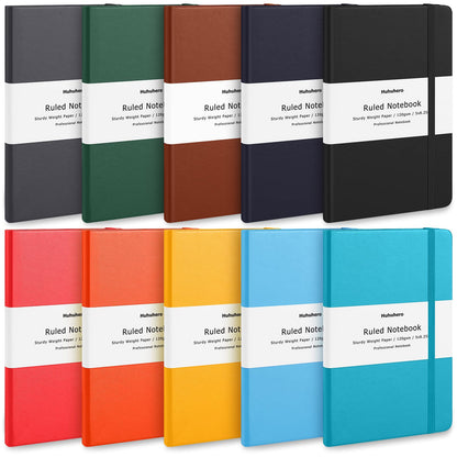 Huhuhero 10 Pack Lined Notebook Journals, College Ruled 5.25"×8.25", Green