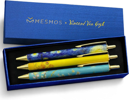 MESMOS 3pc Van Gogh Fancy Pen Set, Nice Cute Luxury Aesthetic Pens for Women Journaling, Pretty Luxury Office Journaling Journal Pens Women
