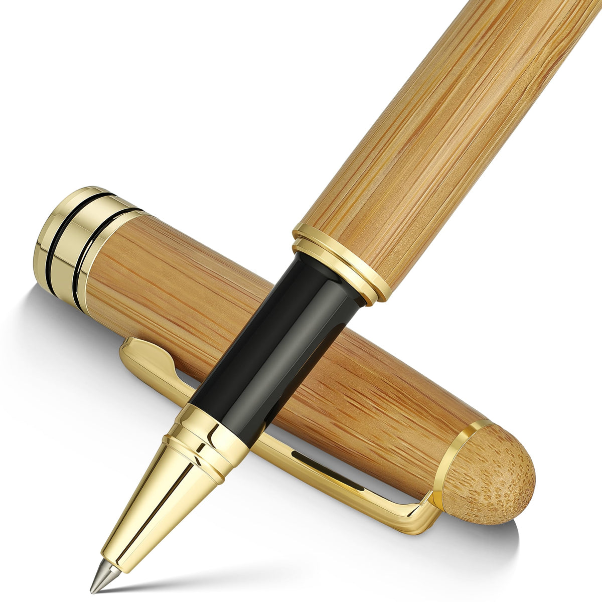 BEILUNER Wood Rollerball Pen Set, Elegant, Rosewood with Gold Finish