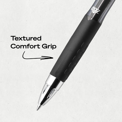 uniball™ 207 Gel Pens, Black Ink, 0.7mm Medium Point, Retractable, 12 Count