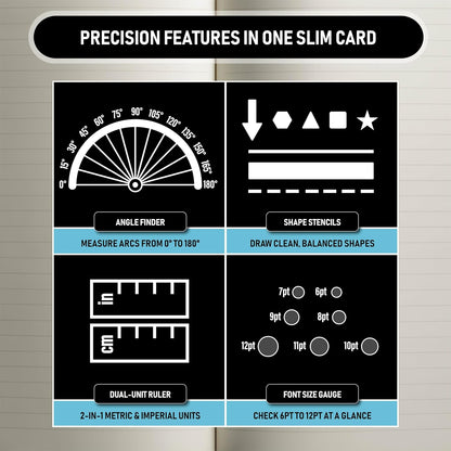 Pocket Journal Stencil - Stainless Steel Metal Bookmark with Circle Template, Ruler Conversion, Protractor & Golden Ratio - Planner Accessories for Journaling, Bible Study, Sketching & Notes