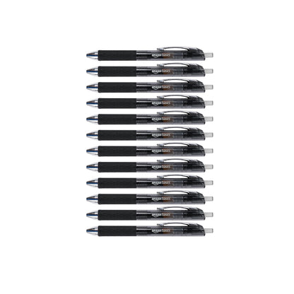 Amazon Basics Retractable Gel Pens, Fine Point 0.7mm, Smooth Writing, Assorted Colors, 12-Pack
