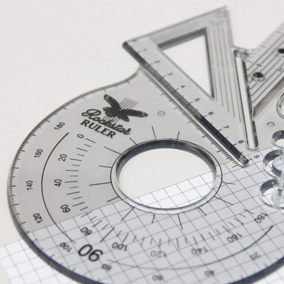 Suck UK Rockstar Ruler | 15 cm Ruler, Protractor & 60° Set Square | Geometry Set | Clear Shatterproof Ruler | Math Set | Clear Plastic Ruler | Music Stationery Ruler Set