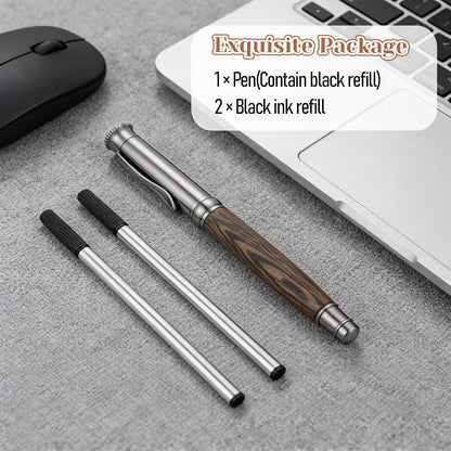 ElevateTech Wood Rollerball Pen Set with 2 Ink Black Refills