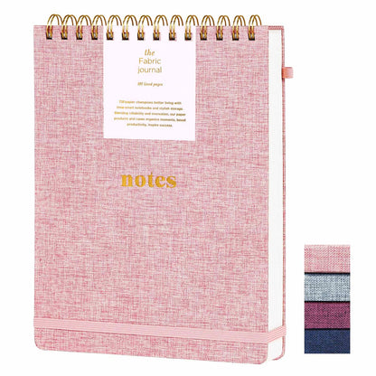 TSFPapier A5 Top Spiral Notebook, Fabric Hardcover College Ruled Journal