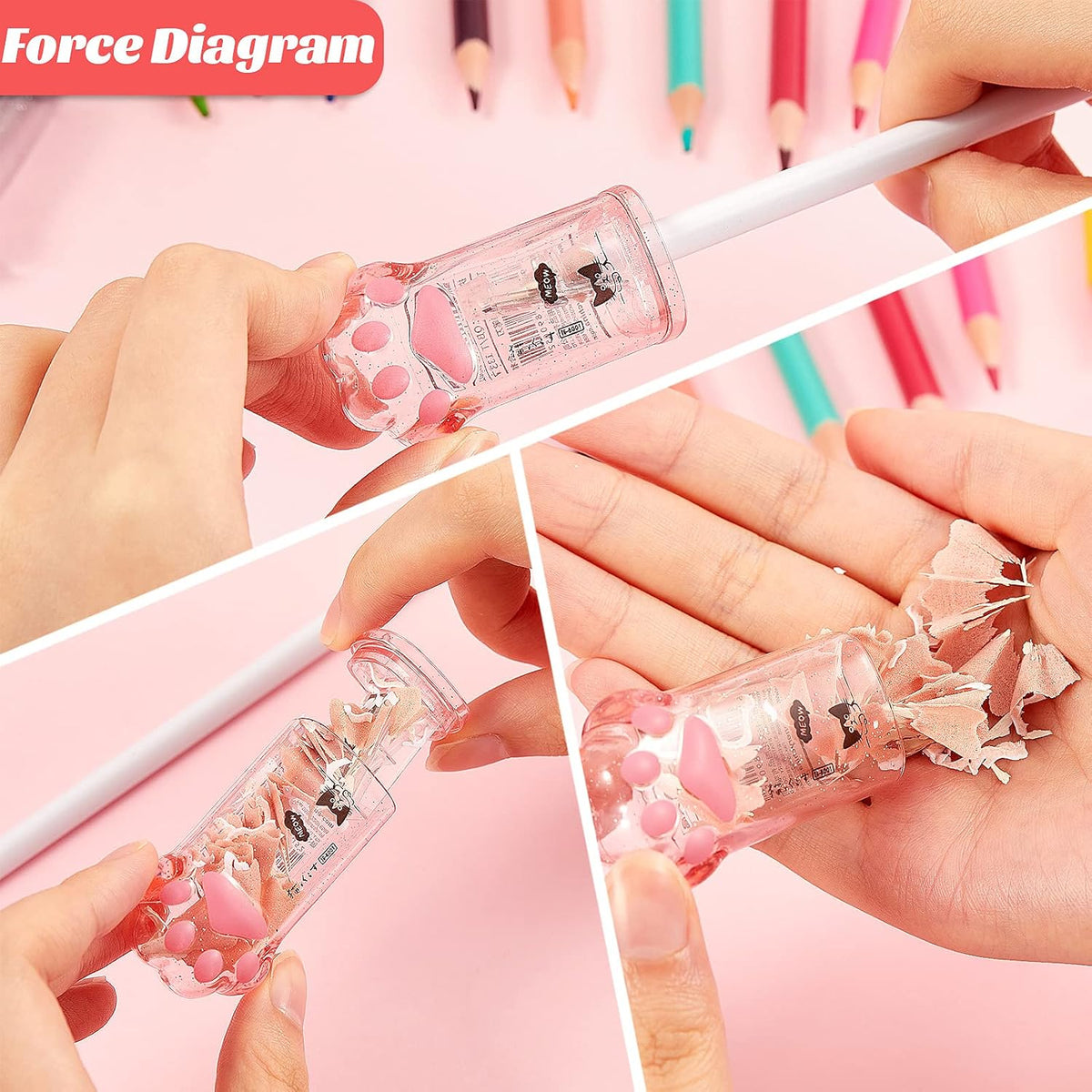 Chinco 4 Pcs Cat Paw Pencil Sharpeners Manual Cute Sharpeners for Kids