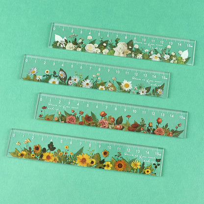 BAYTORY 4 Pack Clear Plastic Rulers 6 Inch, Aesthetic Acrylic Small Ruler
