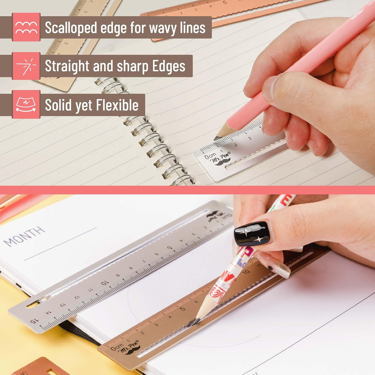 Mr. Pen- Steel Rulers, 3 pcs, 15cm, Silver, Gold, Rose Gold
