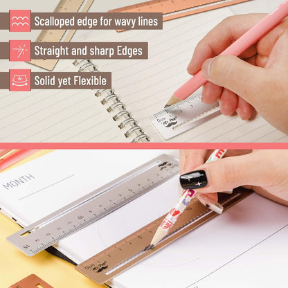 Mr. Pen- Steel Rulers, 3 pcs, 15cm, Silver, Gold, Rose Gold