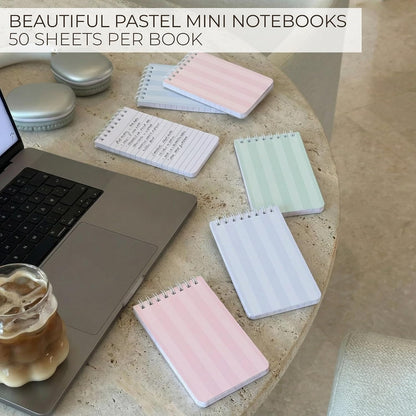 Aesthetic Pocket Notebooks Set Of 8 For Women - Small 3x5 Spiral Notepads