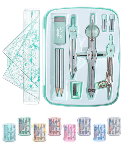 Mr. Pen- Geometry Set, 13 pcs, 3 Metal Compasses, Protractor, 6" Ruler