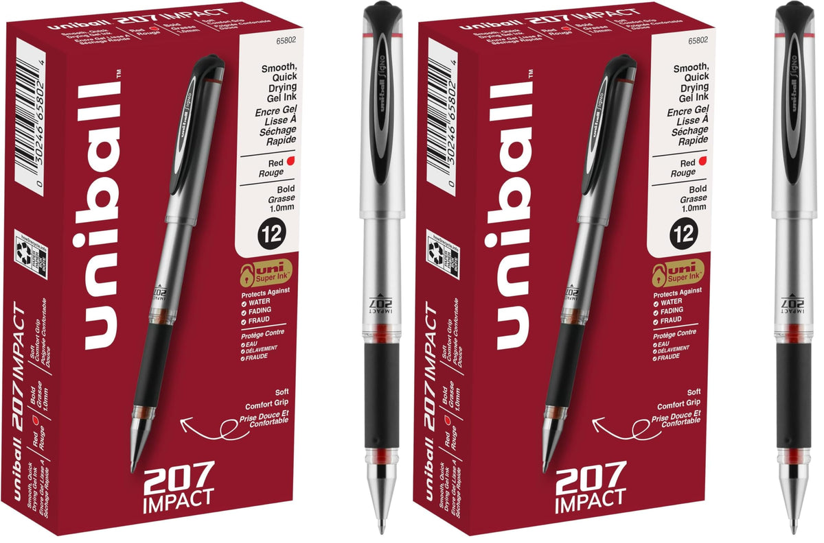 uniball™ 207 Plus+ Gel Pens, Black Ink, 0.7mm Medium Point, 4 Count