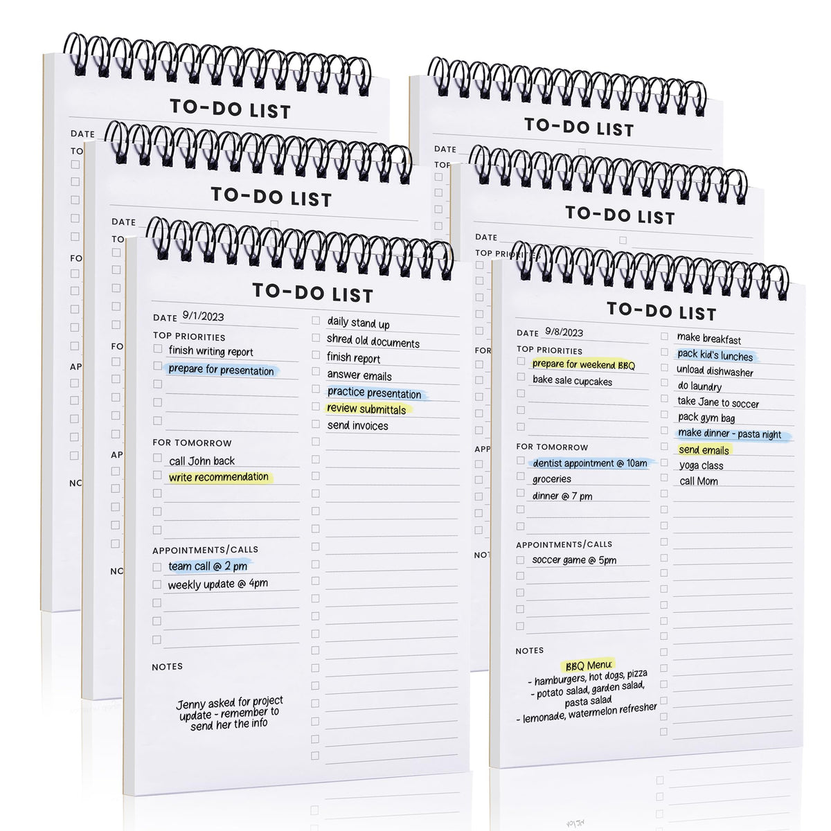 To Do List Notepad with Multiple Functional Sections, Spiral Daily Planner