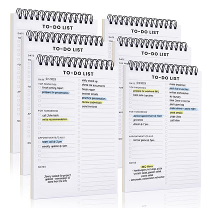 To Do List Notepad with Multiple Functional Sections, Spiral Daily Planner
