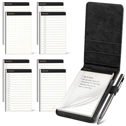 WEMATE Pocket Notebook with Pen, 10 Piece Pocket Notebook Set Brown